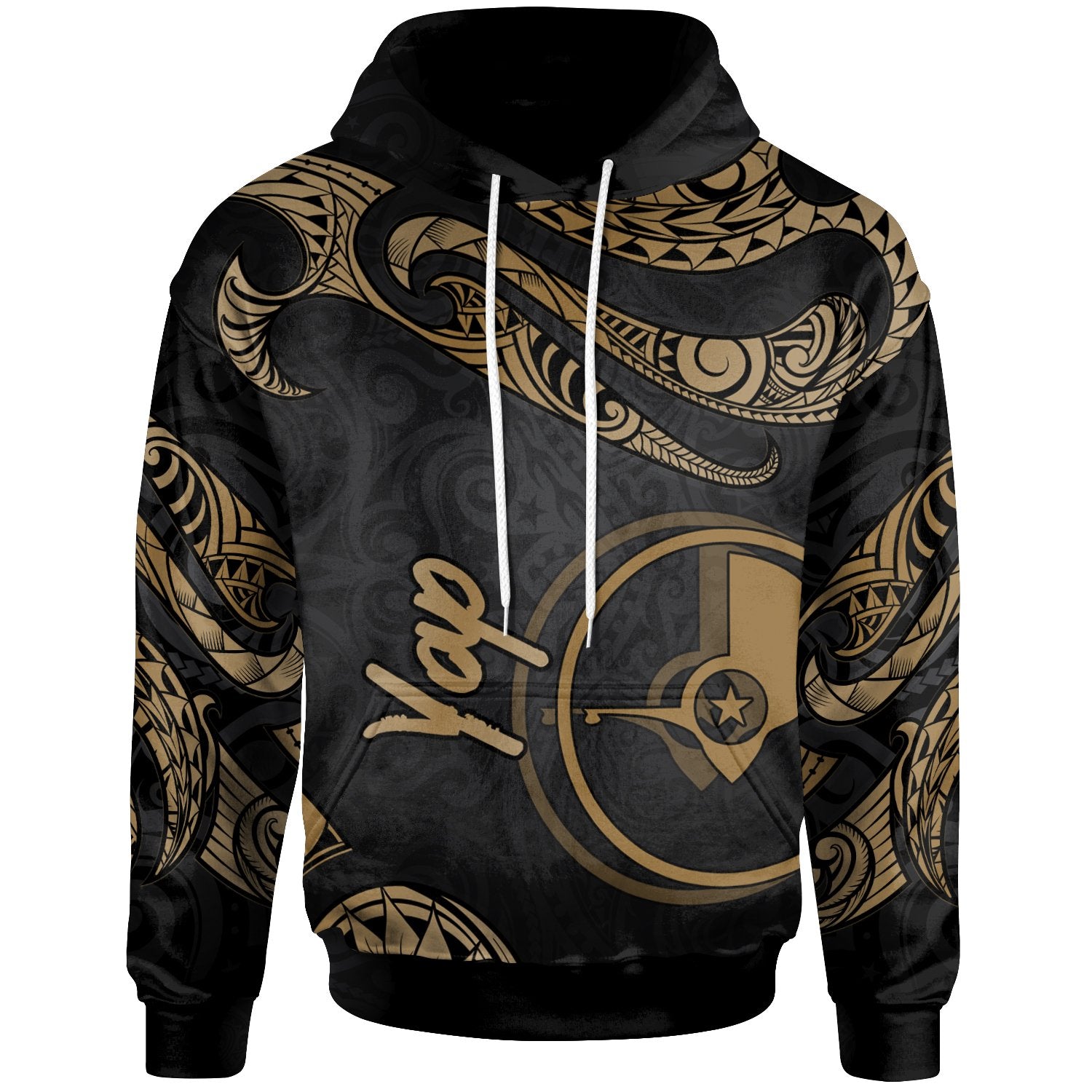 Yap Micronesia Hoodie Polynesian Tattoo Gold Version Unisex Gold - Polynesian Pride