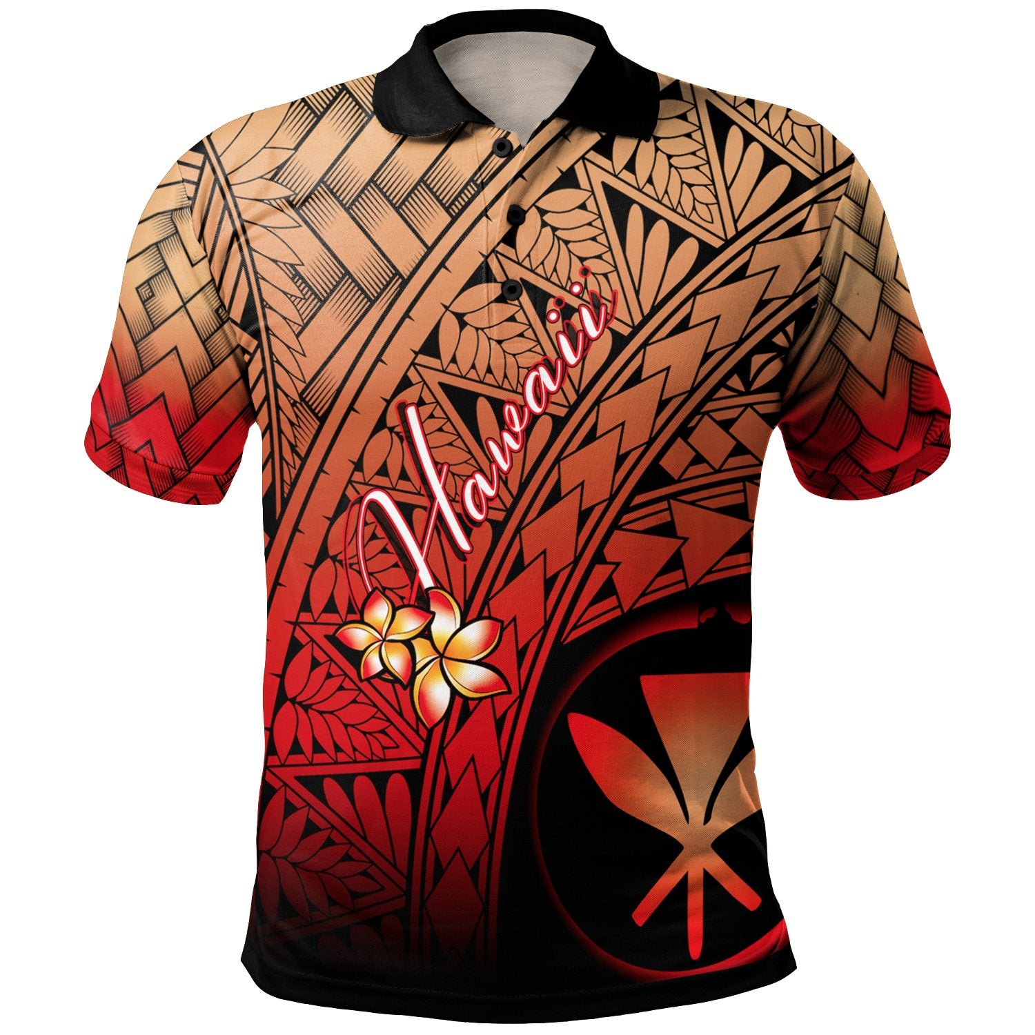 Hawaii Polynesian Polo Shirt Plumeria Tattoo Tribal Unisex Red - Polynesian Pride