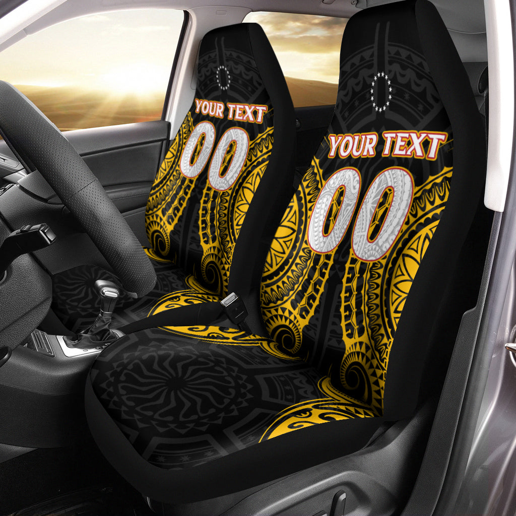 (Custom Personalised) Cook Islands Manihiki Car Seat Covers - Tribal Pattern - LT12 Universal Fit Black - Polynesian Pride