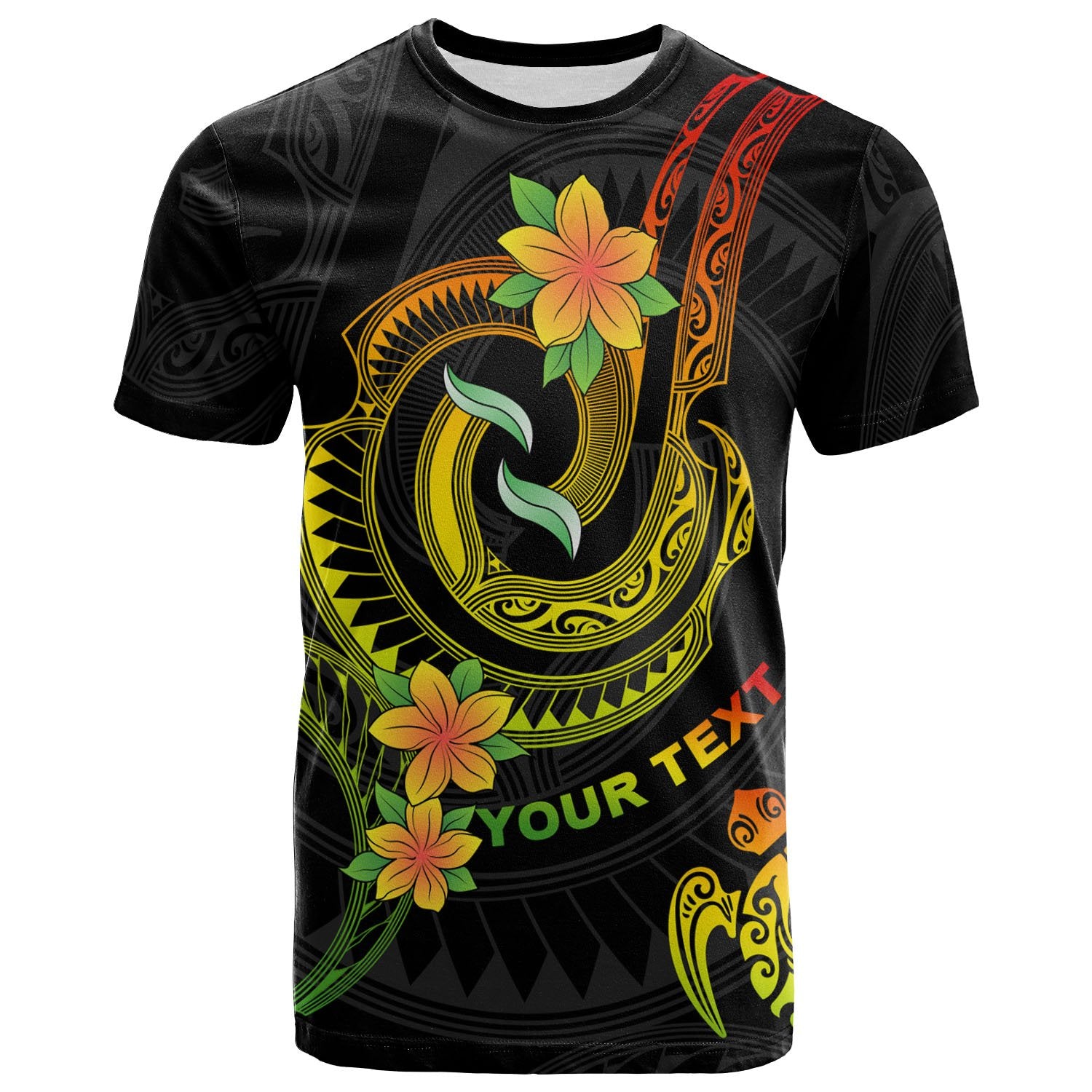 Polynesian Custom T Shirt Reggae Plumeria Flowers with Polynesian Patterns Unisex Art - Polynesian Pride