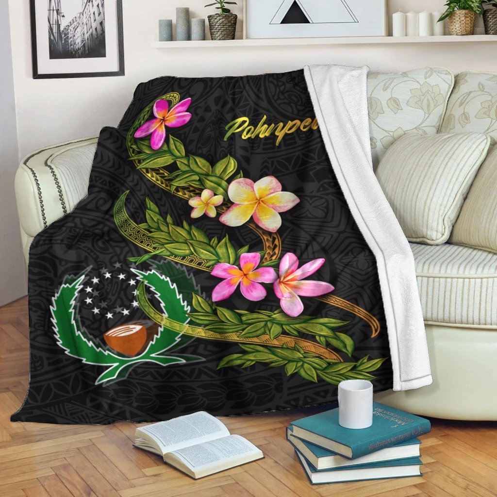 Pohnpei Polynesian Blanket - Plumeria Tribal White - Polynesian Pride