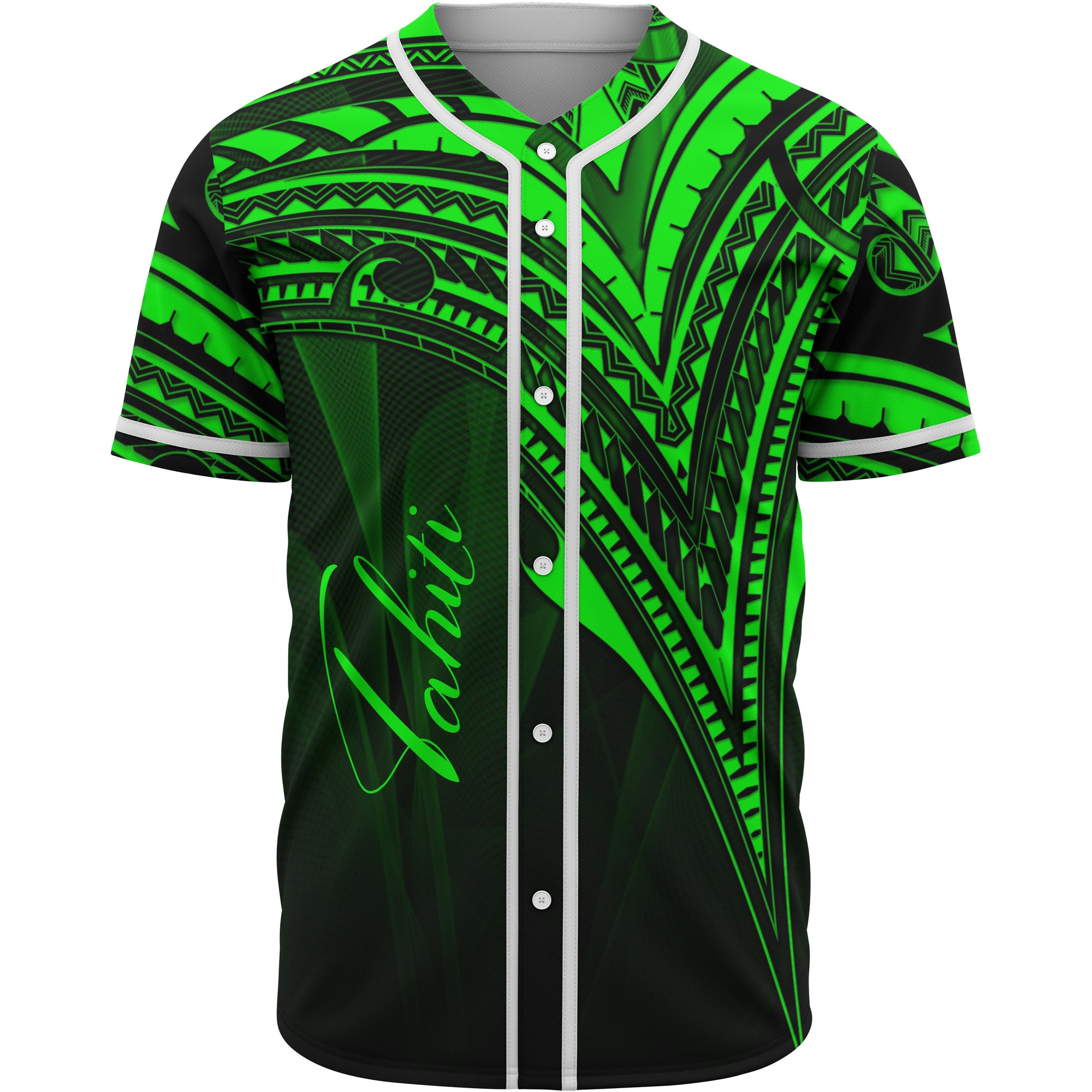 Tahiti Baseball Shirt - Green Color Cross Style Unisex Black - Polynesian Pride