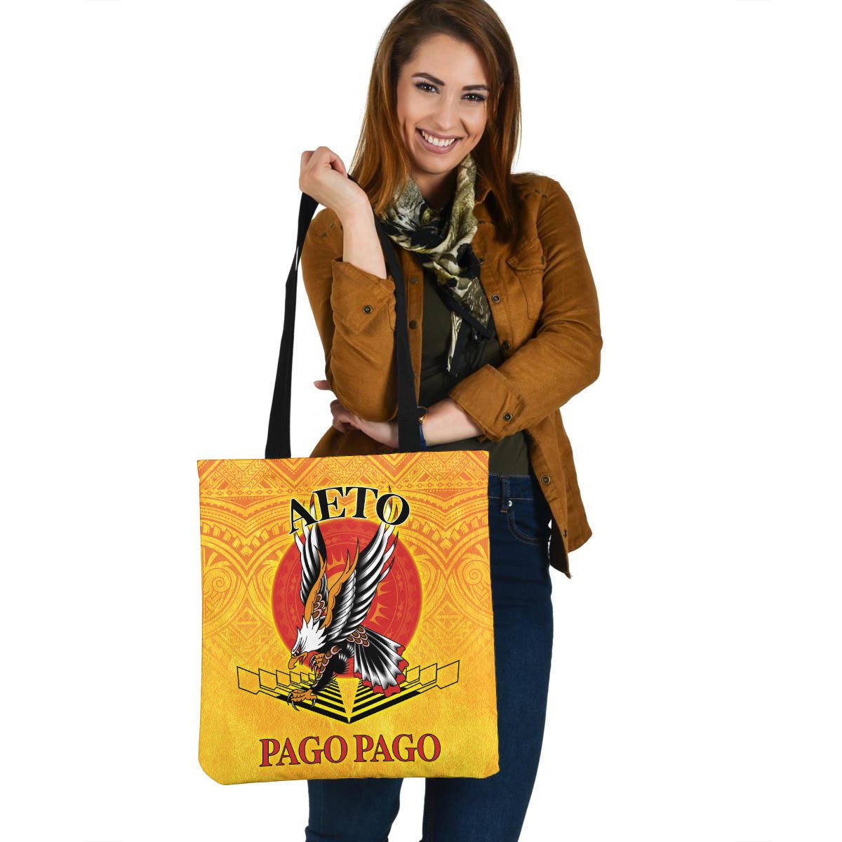 American Samoa Tote Bags - Pago Pago Aeto (Ver 2) Tote Bag One Size Yellow - Polynesian Pride