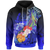 Guam Hoodie Humpback Whale with Tropical Flowers (Blue) Unisex Blue - Polynesian Pride