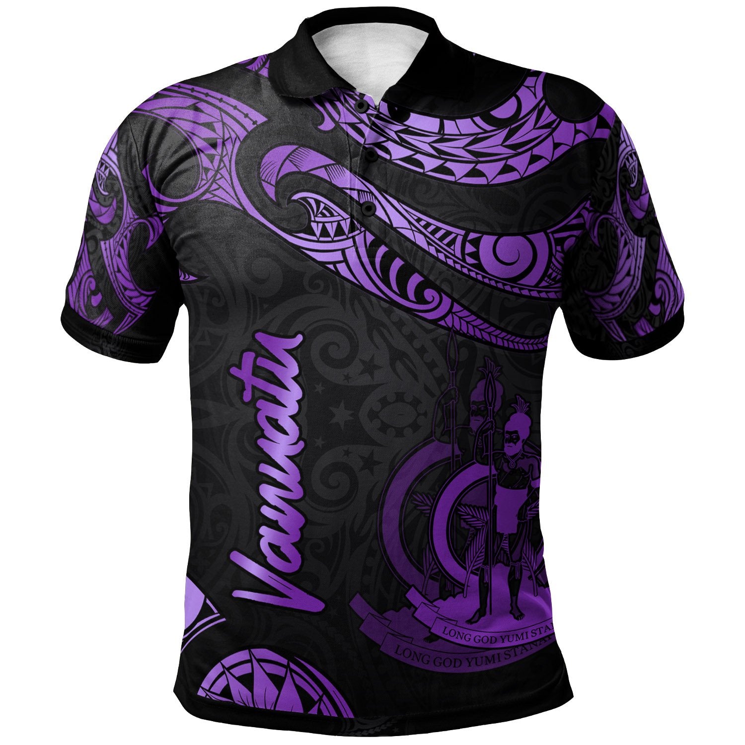 Vanuatu Polo Shirt Polynesian Tattoo Purple Version Unisex Purple - Polynesian Pride