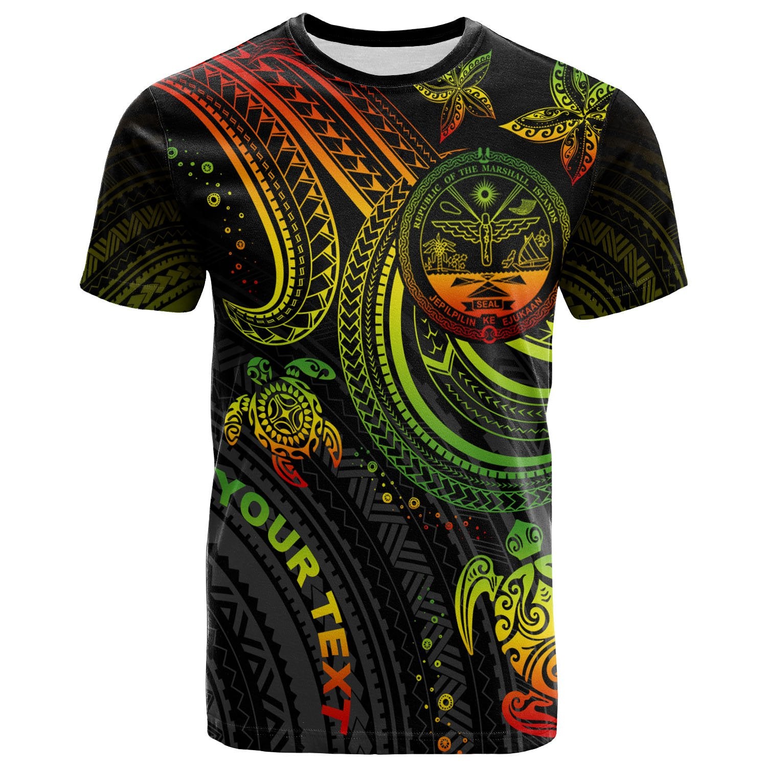 Marshall Islands Custom T shirt Coat Of Arm with Reggae Turtle Unisex Art - Polynesian Pride