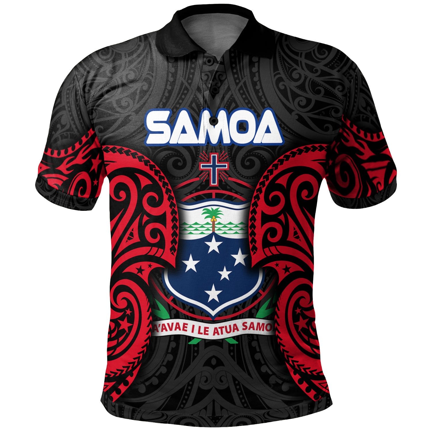 Samoa Polynesian Polo Shirt Samoan Spirit Unisex Black - Polynesian Pride