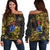 Cook Islands Women's Off Shoulder Sweaters - Abstract Style Black - Polynesian Pride