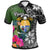 Nauru Polo Shirt Turtle Plumeria Banana Leaf Crest Unisex Black - Polynesian Pride