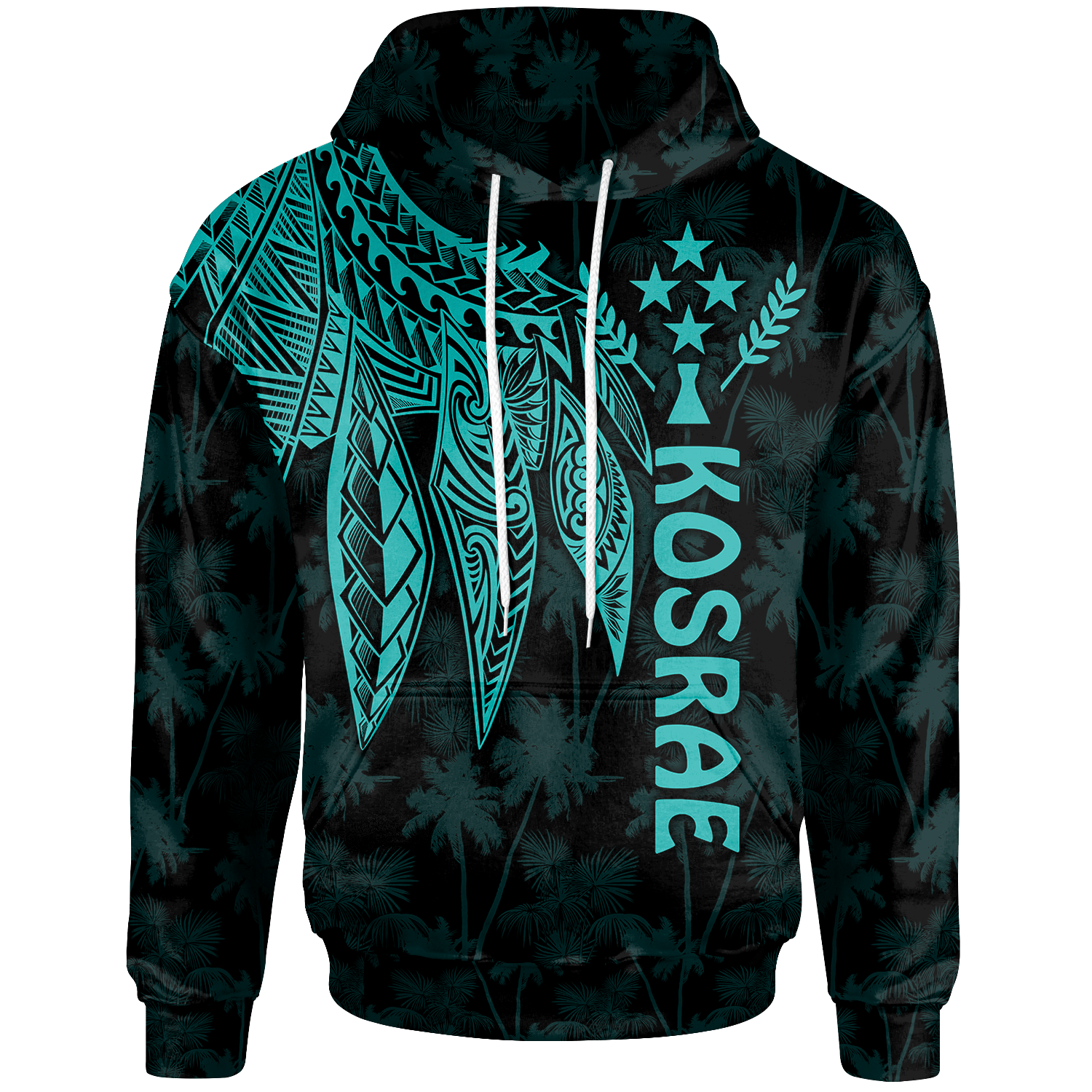 Kosrae Hoodie Polynesian Wings (Turquoise) Unisex Turquoise - Polynesian Pride