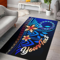 Cook Islands Custom Personalised Area Rug - Vintage Tribal Mountain Blue - Polynesian Pride