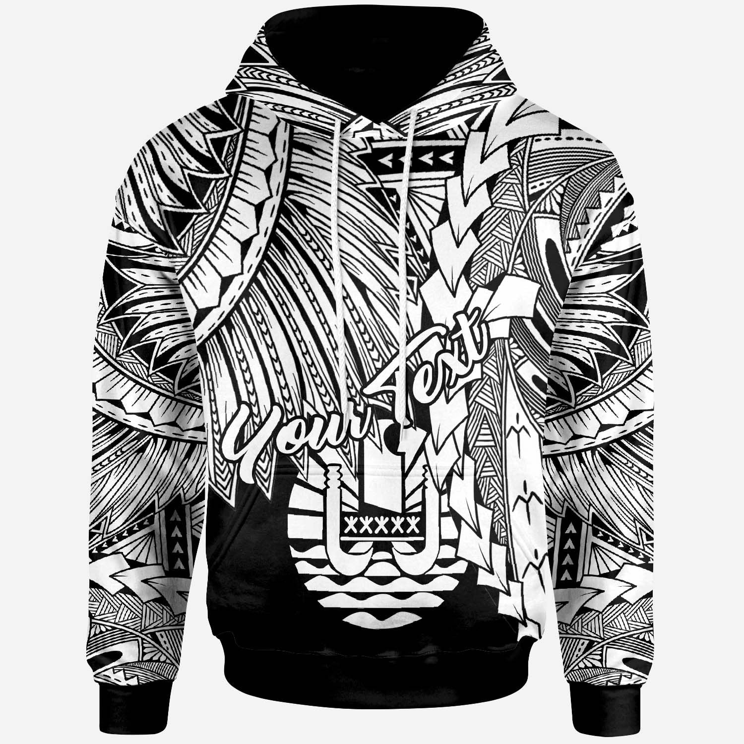 Tahiti Polynesian Custom Hoodie Tribal Wave Tattoo White Unisex White - Polynesian Pride