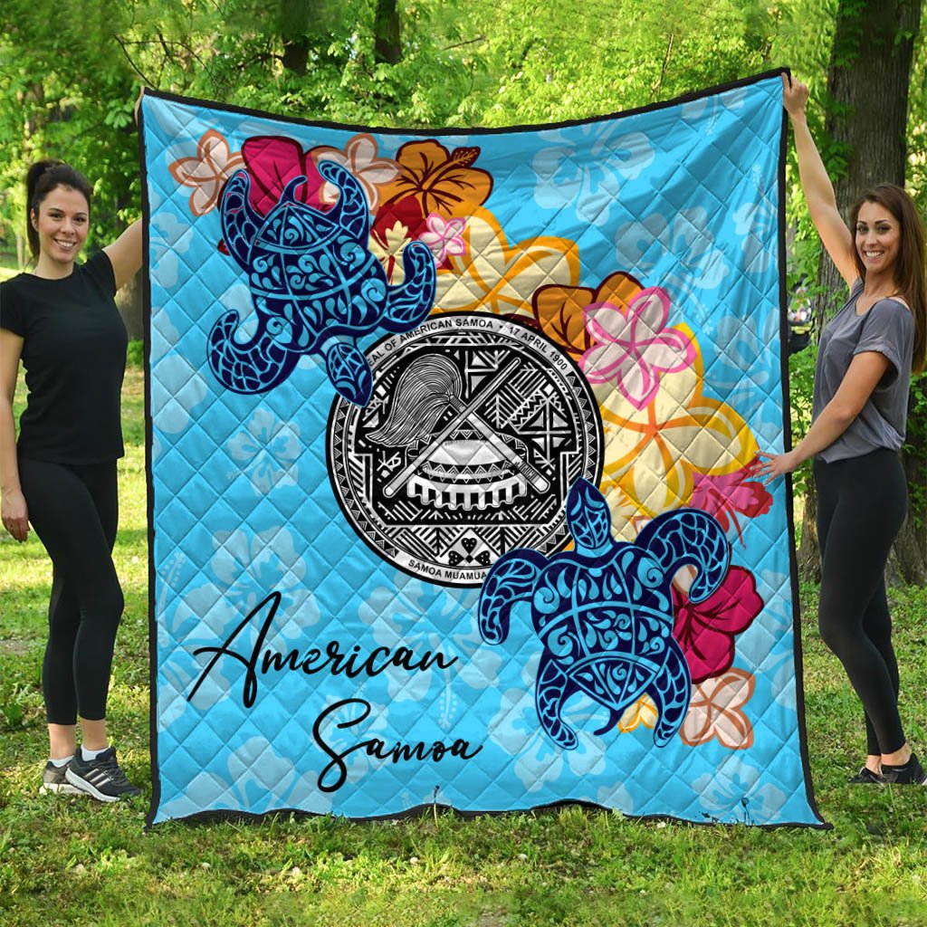 American Samoa Premium Quilt - Tropical Style Blue - Polynesian Pride