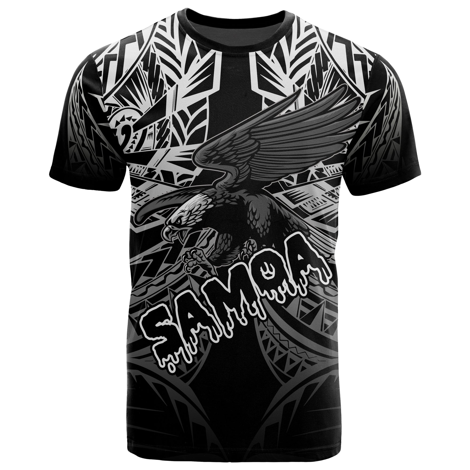 Samoa Polynesian T Shirt Eagle Tribal Pattern Black Unisex Black - Polynesian Pride