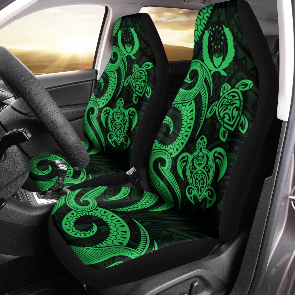 Pohnpei Car Seat Covers - Green Tentacle Turtle Universal Fit Green - Polynesian Pride