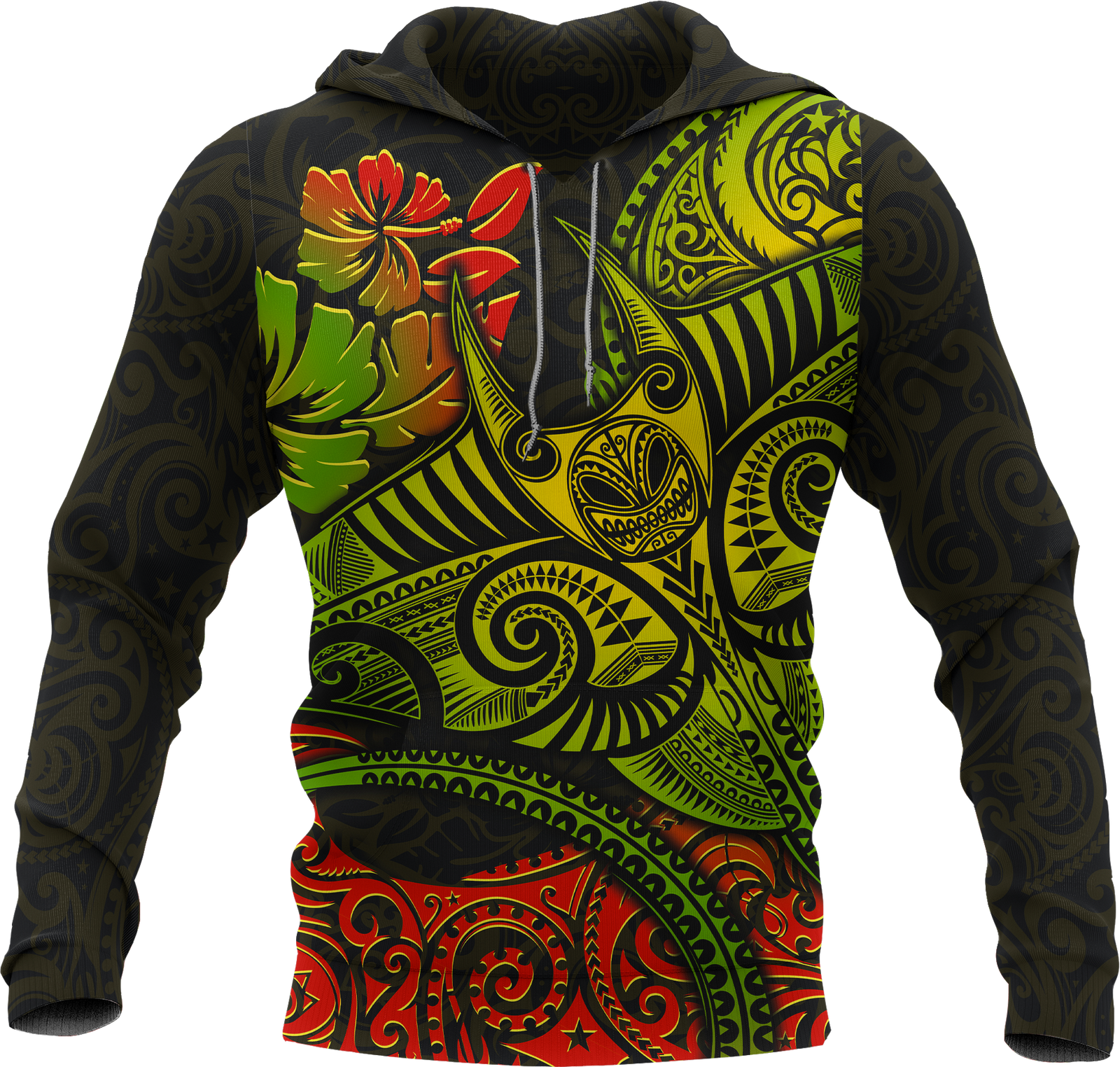Hawaii Hoodie Polynesian Manta Ray Unisex BLACK - Polynesian Pride