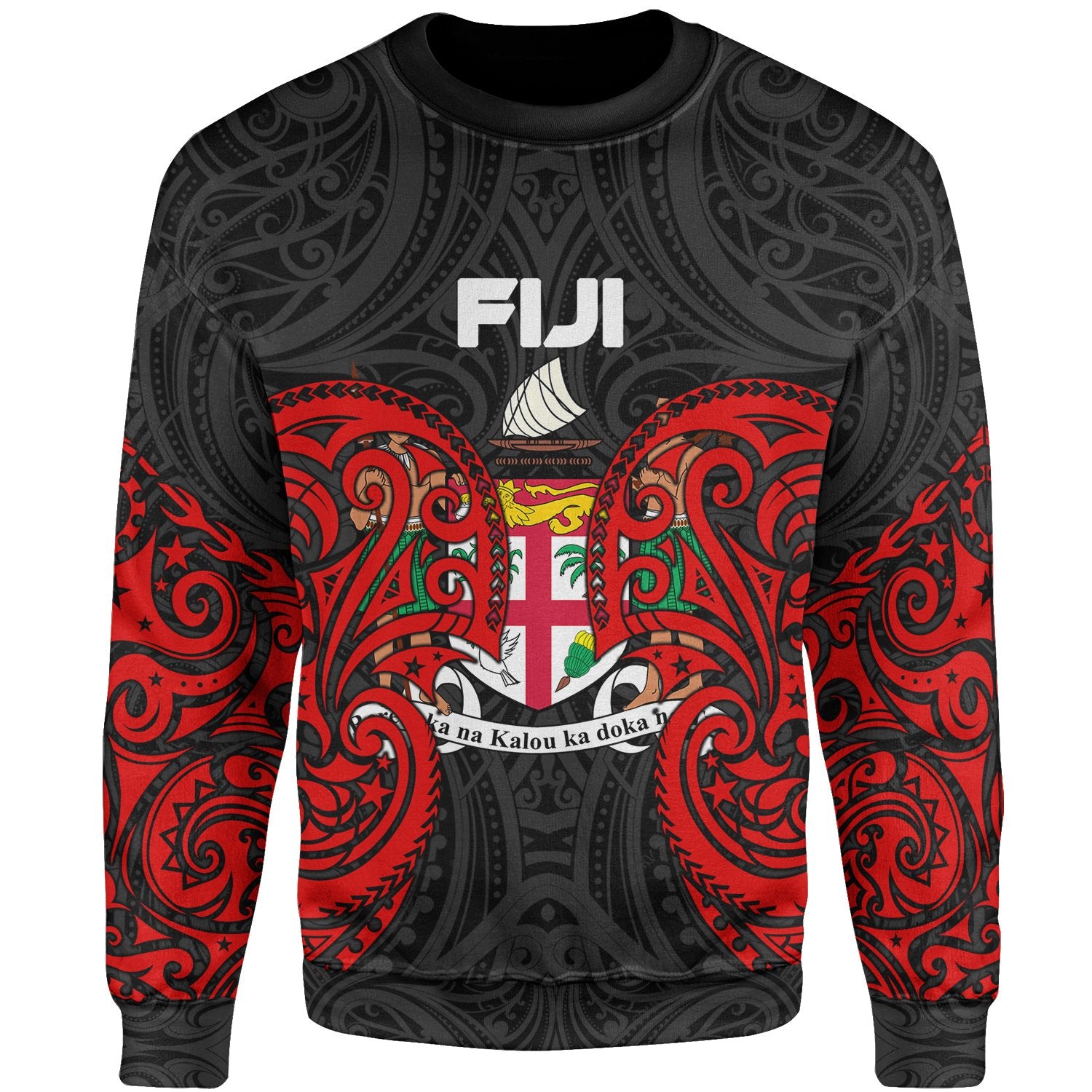 Fiji Polynesian Sweater - Spirit Style Unisex Black - Polynesian Pride