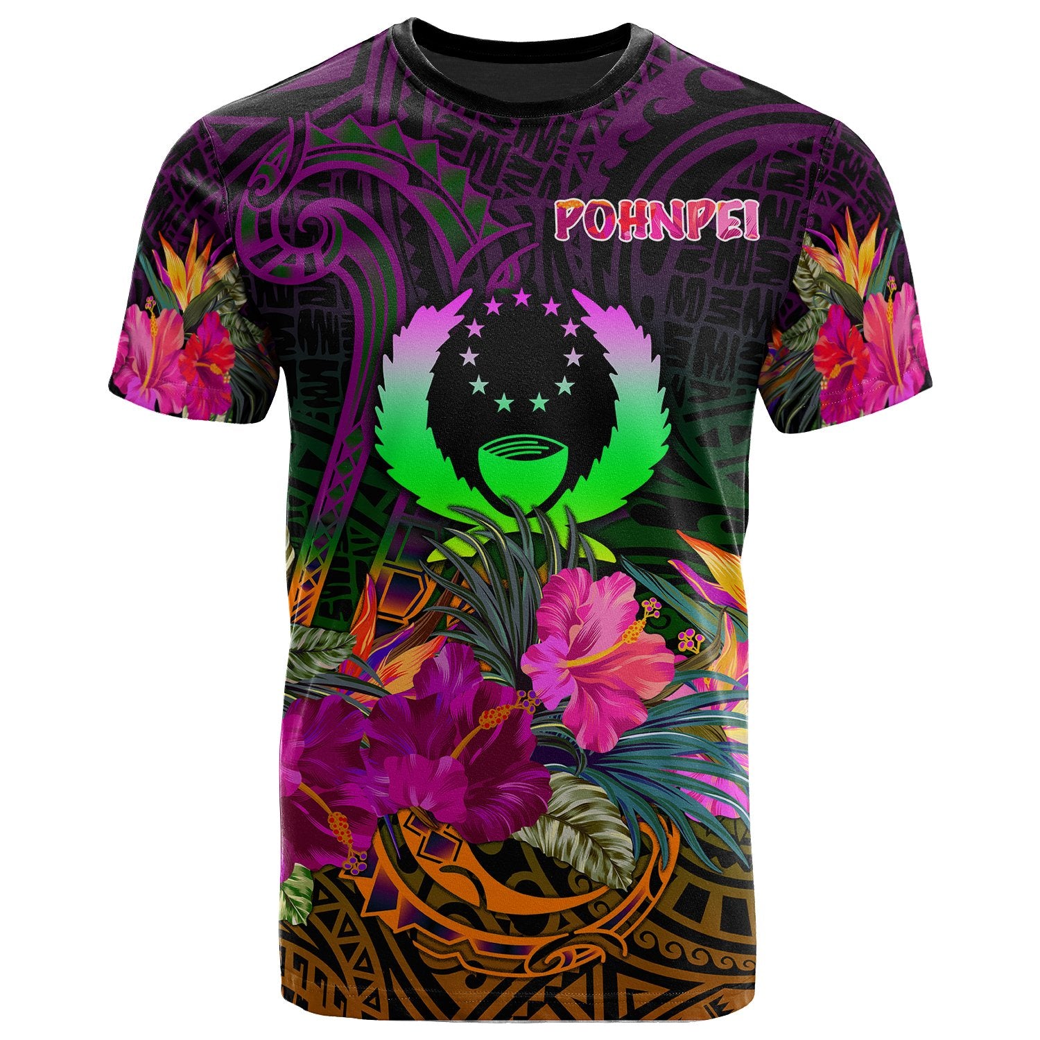 Pohnpei T Shirt Summer Hibiscus Unisex Reggae - Polynesian Pride