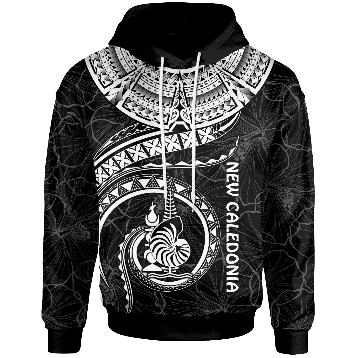 New Caledonia Polynesian Hoodie New Caledonia Waves (White) Unisex White - Polynesian Pride