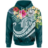 Tahiti Polynesian Hoodie Summer Plumeria (Turquoise) Unisex Turquoise - Polynesian Pride