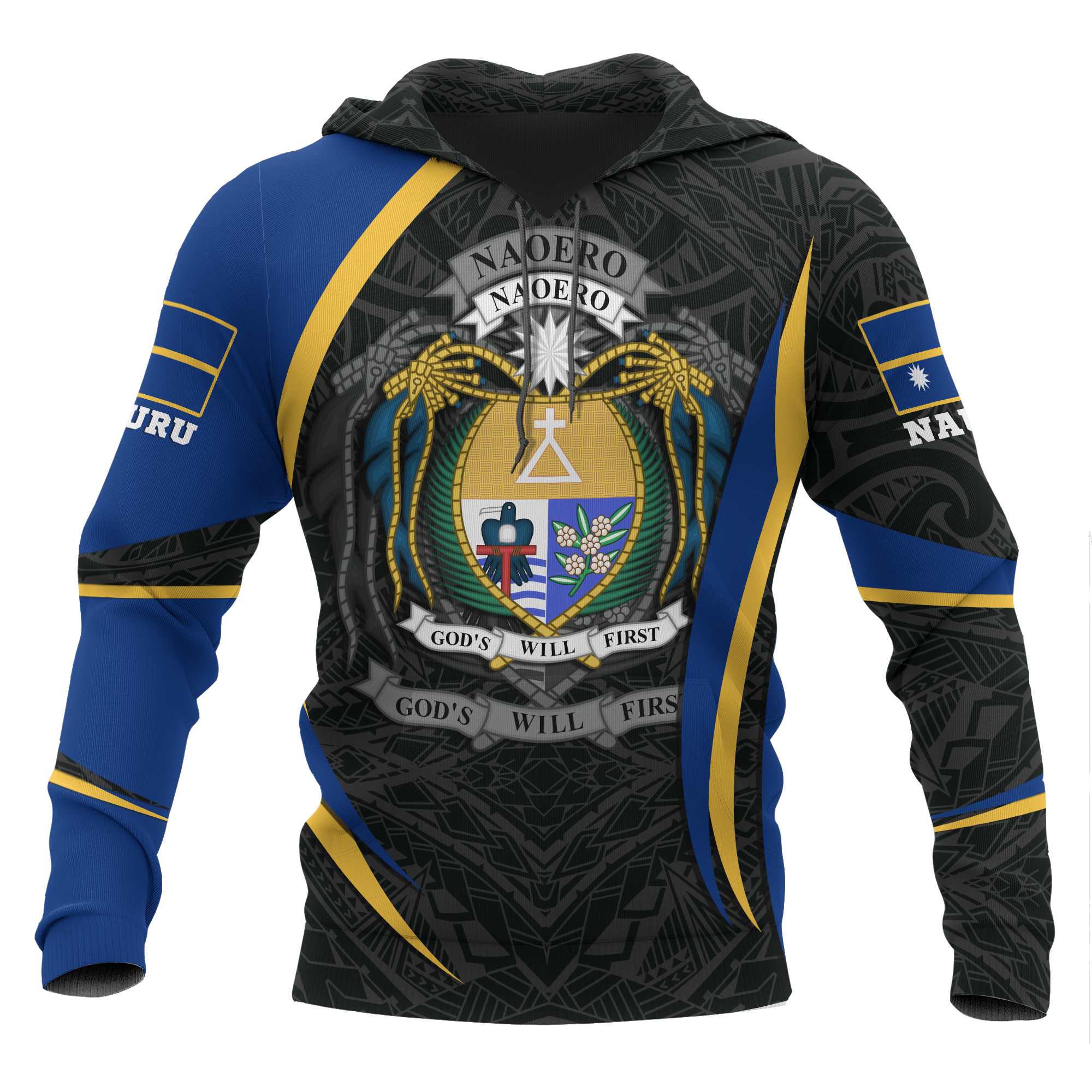 Nauru Polynesian Hoodie Nauru Spirit (Original) Unisex Blue - Polynesian Pride