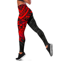 Cook Islands Polynesian Leggings (Women) - Red Turtle Red - Polynesian Pride