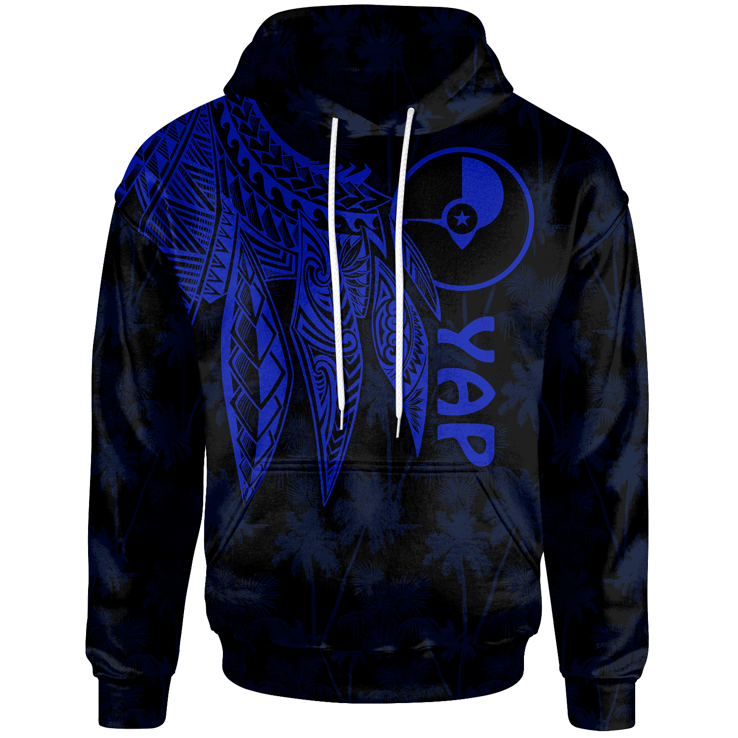 Yap Hoodie Polynesian Wings (Blue) Unisex Blue - Polynesian Pride