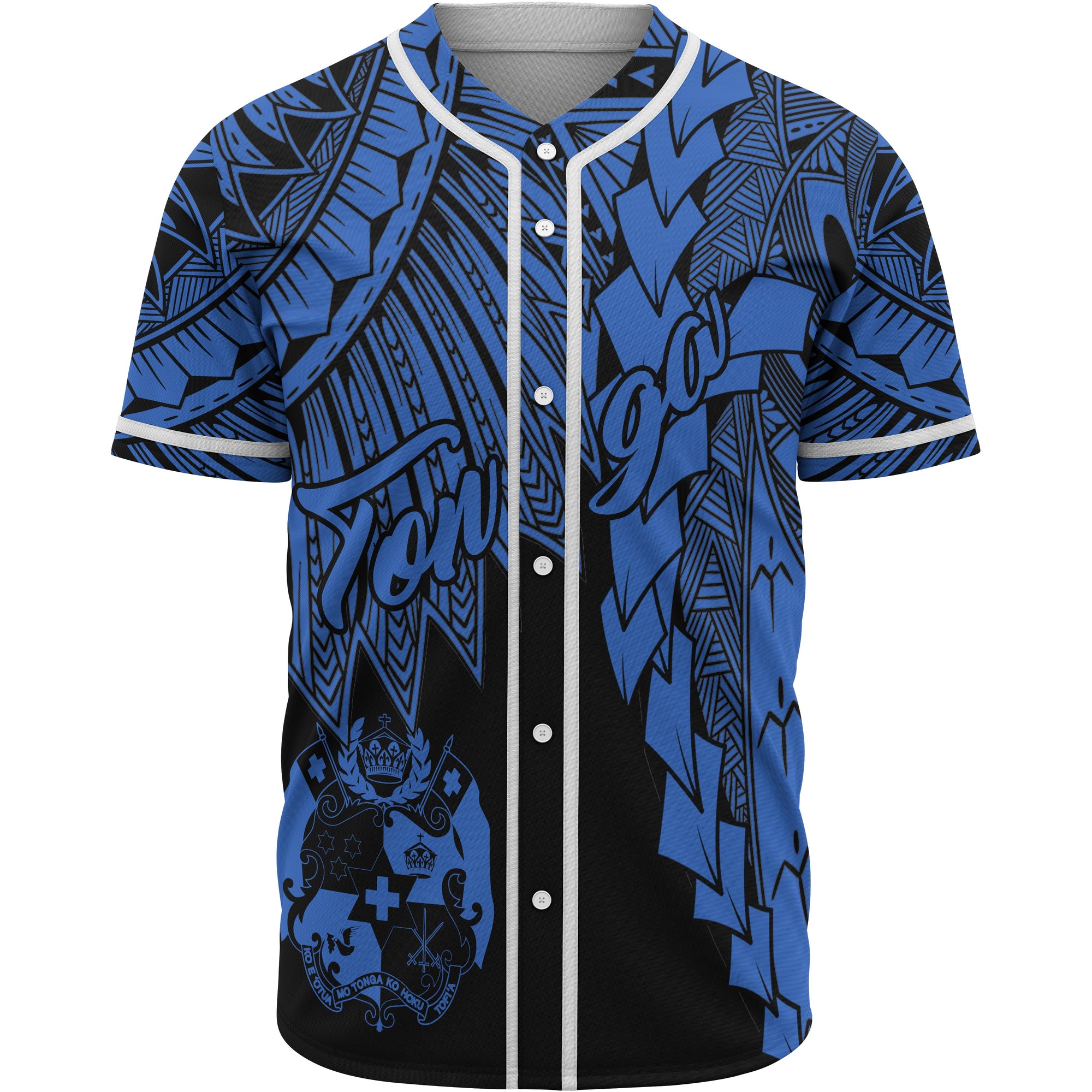 Tonga Polynesian Baseball Shirt - Tribal Wave Tattoo Blue Unisex Blue - Polynesian Pride