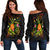 Chuuk Polynesian Women's Off Shoulder Sweater - Legend of Chuuk (Reggae) Art - Polynesian Pride