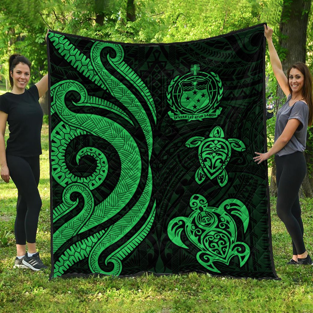 Samoa Premium Quilt - Green Tentacle Turtle Green - Polynesian Pride