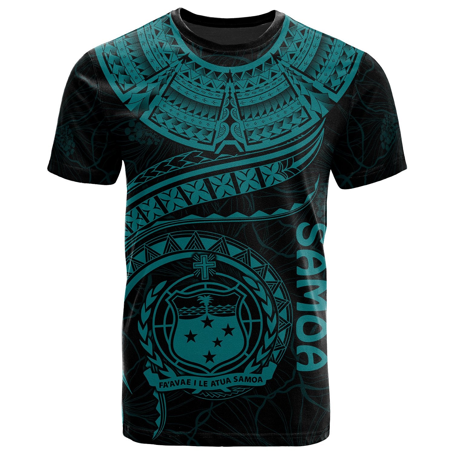 Polynesian Samoa T shirt Samoan Waves (Turquoise) Unisex Art - Polynesian Pride