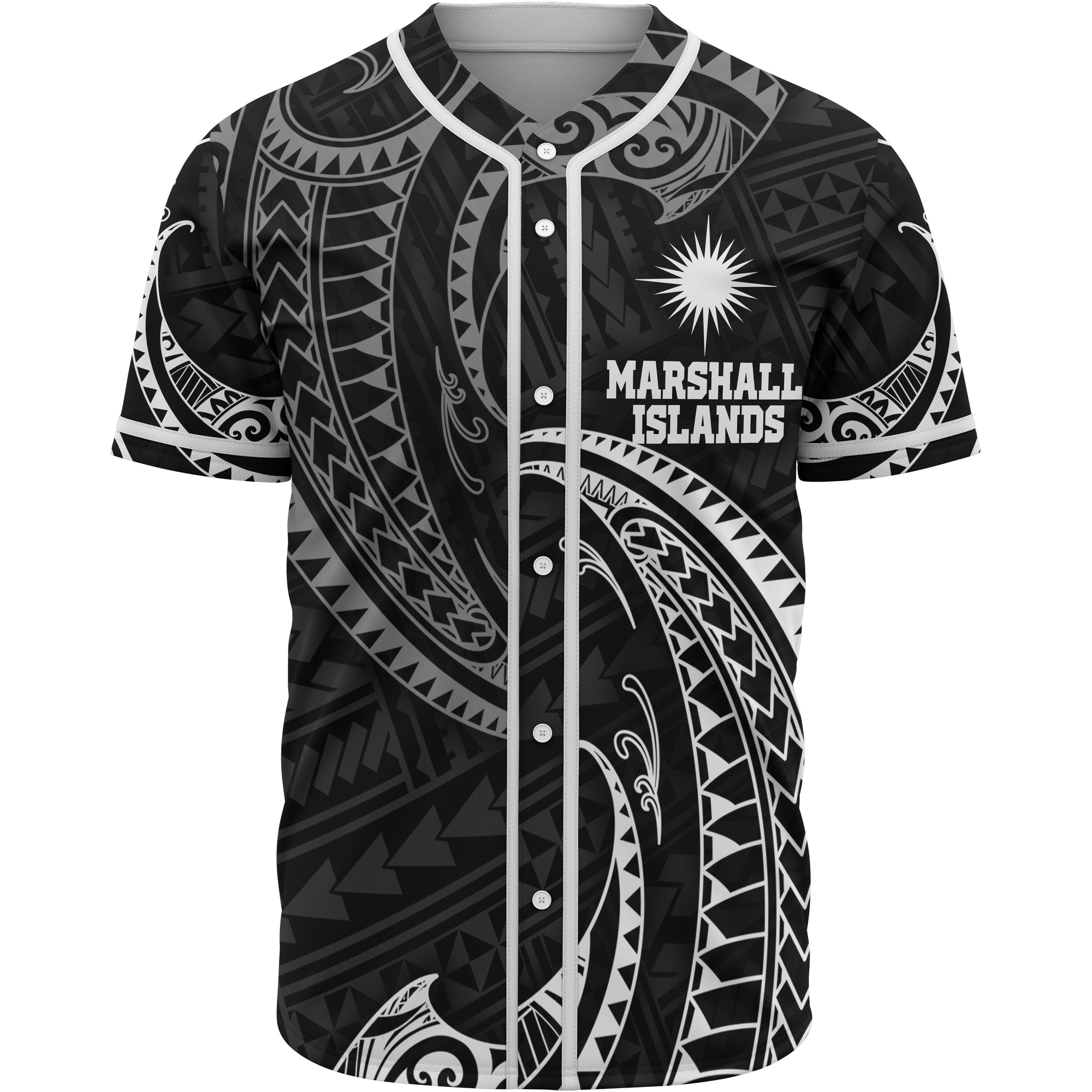 Marshall Islands Polynesian Baseball Shirt - White Tribal Wave Unisex White - Polynesian Pride