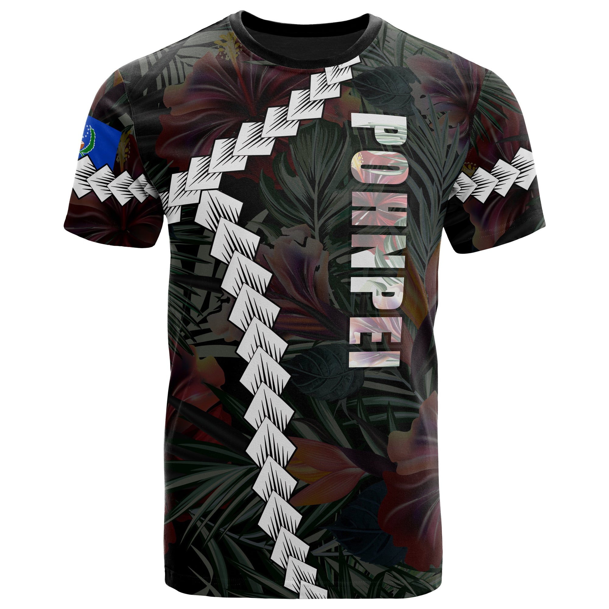 Pohnpei Micronesian T Shirt Chain Polynesian Unisex BLACK - Polynesian Pride