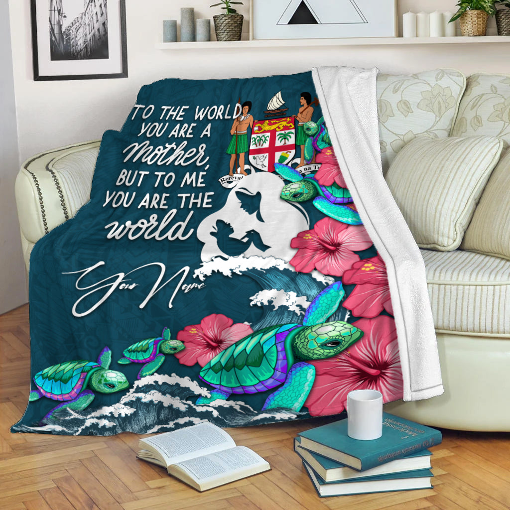 (Custom Personalised) Fiji Mothers Day With Green Turtle Blanket - LT12 White - Polynesian Pride