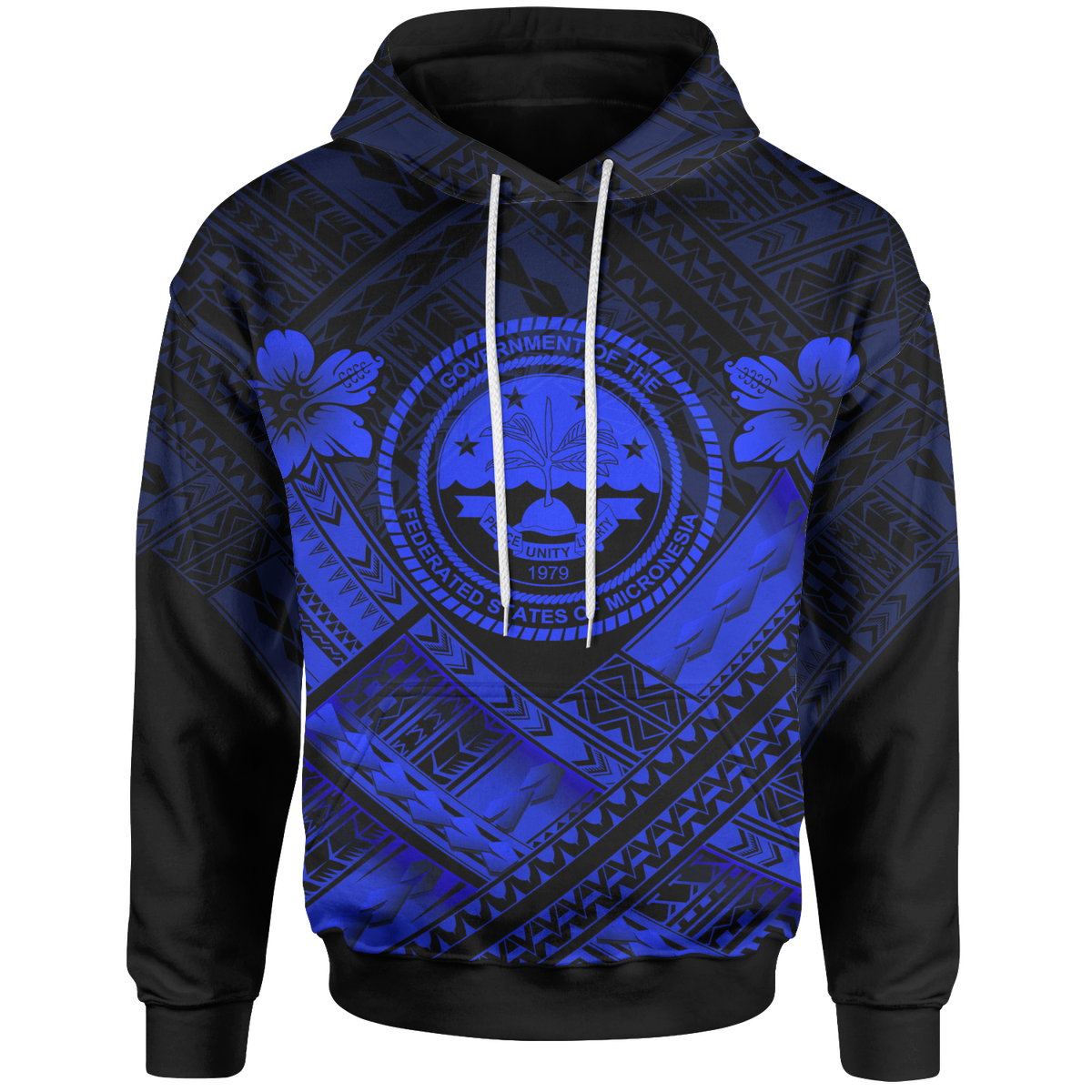 Federated States of Micronesia Polynesian Hoodie Federated States of Micronesia Blue Seal Camisole Hibiscus Style Unisex Black - Polynesian Pride