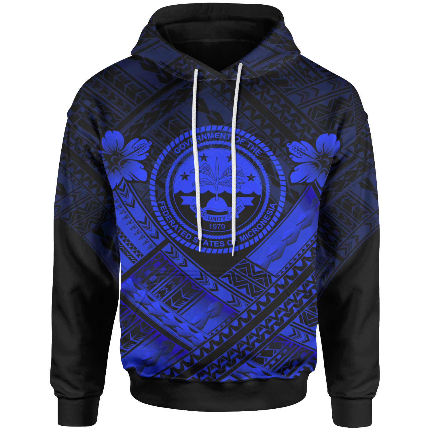 Federated States of Micronesia Polynesian Hoodie Federated States of Micronesia Blue Seal Camisole Hibiscus Style Unisex Black - Polynesian Pride