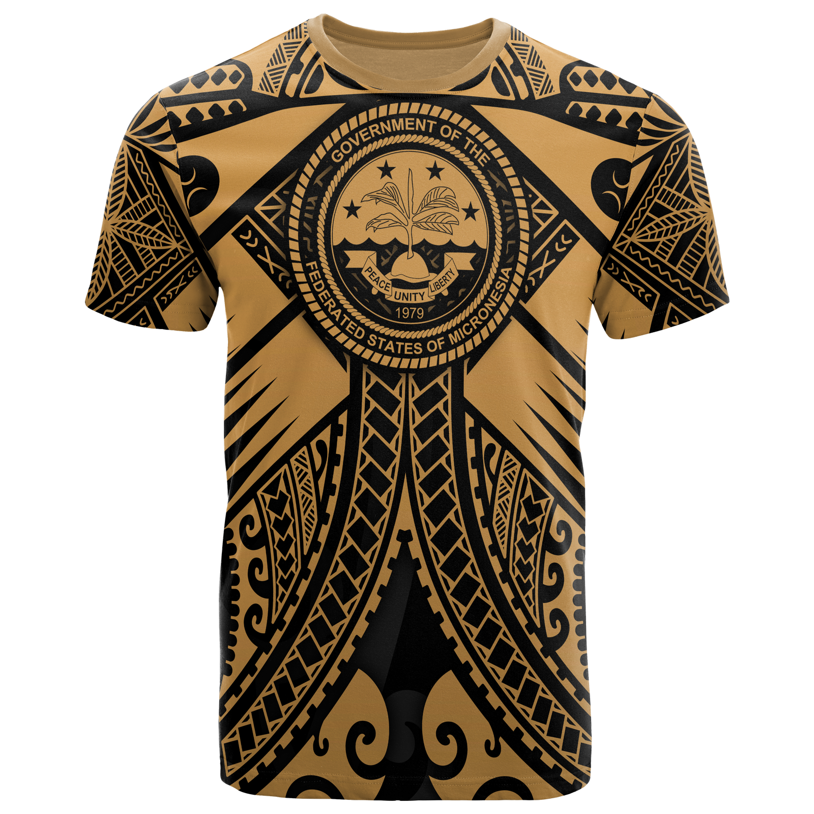 FSM T Shirt Gold Seal with Polynesian Tattoo Unisex Art - Polynesian Pride