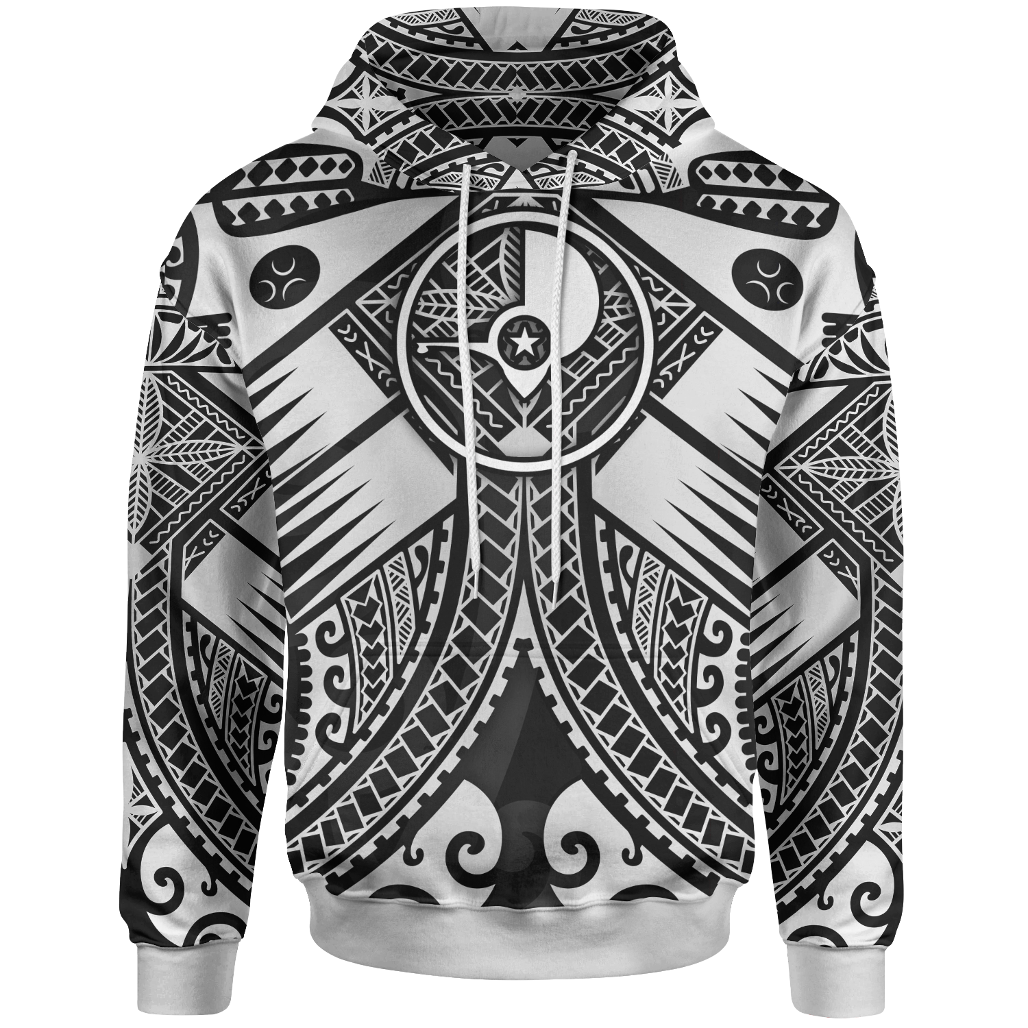 YAP Hoodie White Seal with Polynesian Tattoo Unisex White - Polynesian Pride