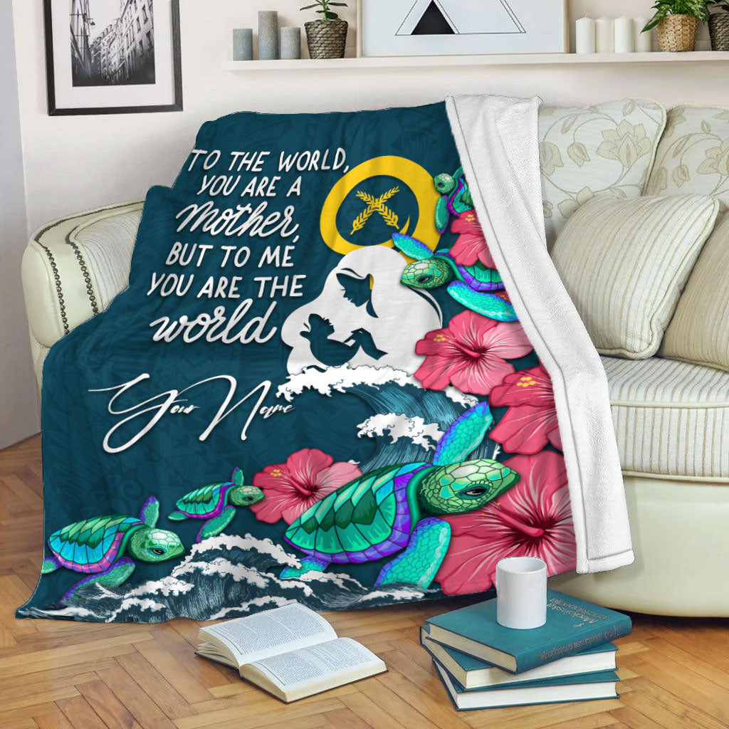 (Custom Personalised) Vanuatu Mothers Day With Green Turtle Blanket - LT12 White - Polynesian Pride