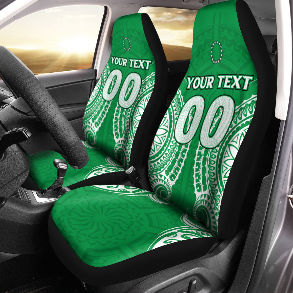 (Custom Personalised) Cook Islands Mitiaro Car Seat Covers - Tribal Pattern - LT12 Universal Fit Green - Polynesian Pride