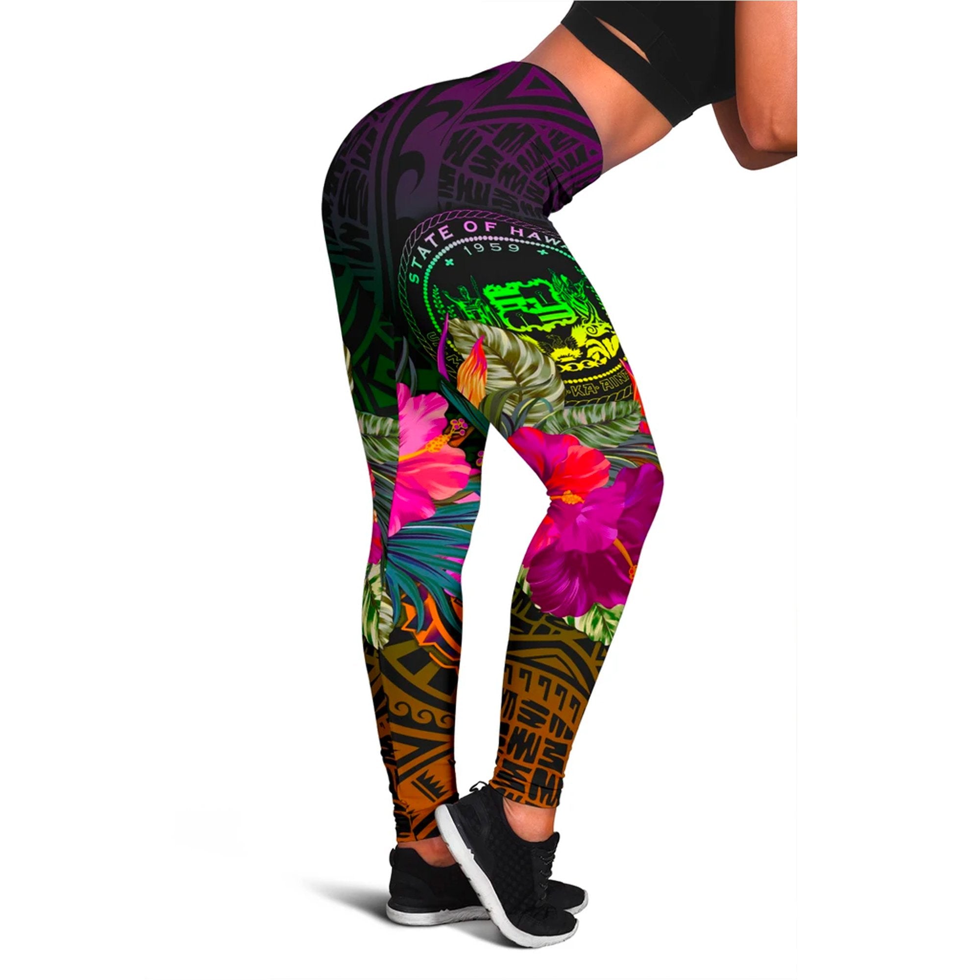 Polynesian Hawaii Women's Leggings - Summer Hibiscus Reggae - Polynesian Pride