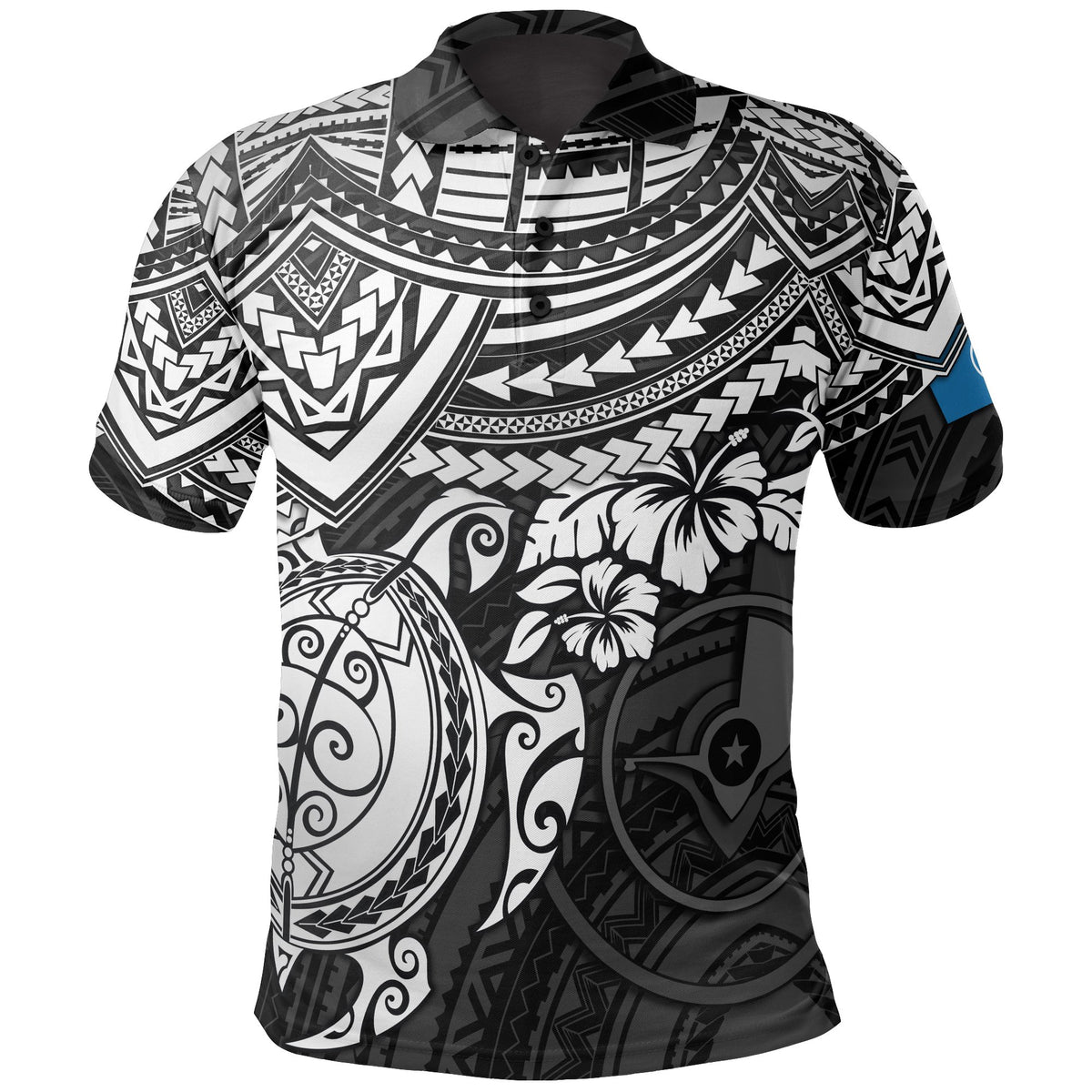 Yap Polo Shirt Yap Flag White Turtle Hibiscus Unisex White - Polynesian Pride