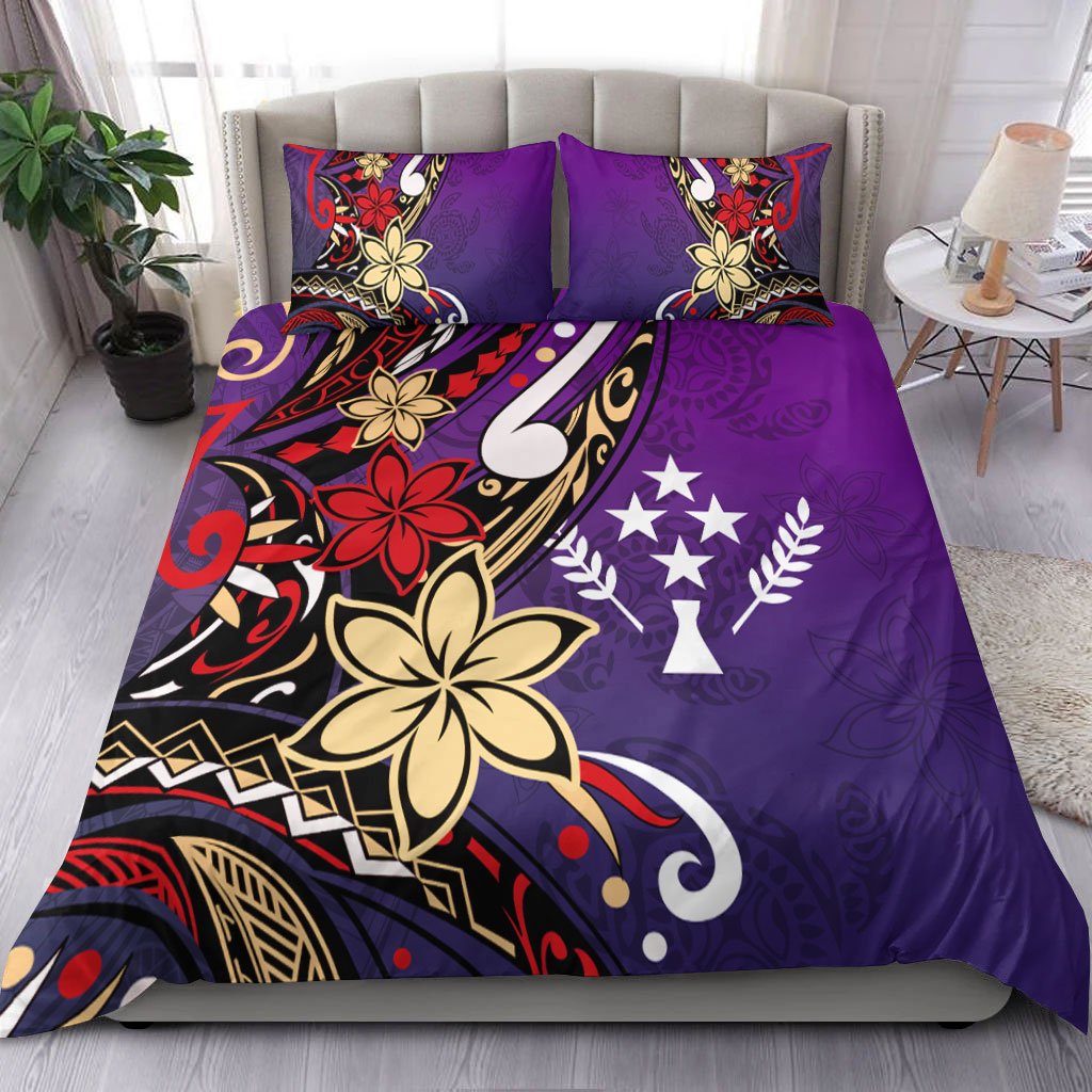 Kosrae Polynesian Bedding Set - Tribal Flower With Special Turtles Purple Color Purple - Polynesian Pride