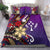 Kosrae Polynesian Bedding Set - Tribal Flower With Special Turtles Purple Color Purple - Polynesian Pride