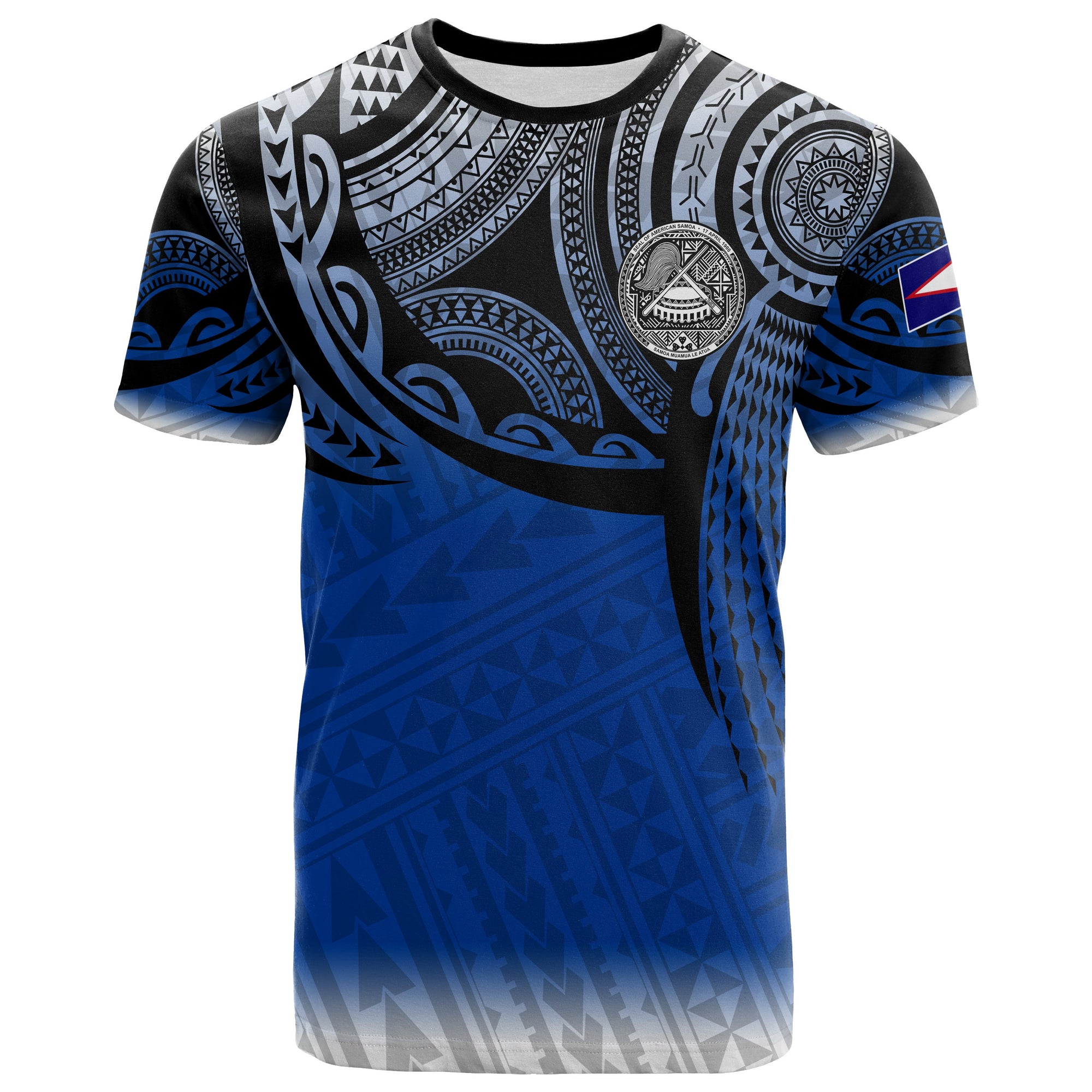 American Samoa Polynesian T Shirt Tattoo Pattern Unisex Blue - Polynesian Pride