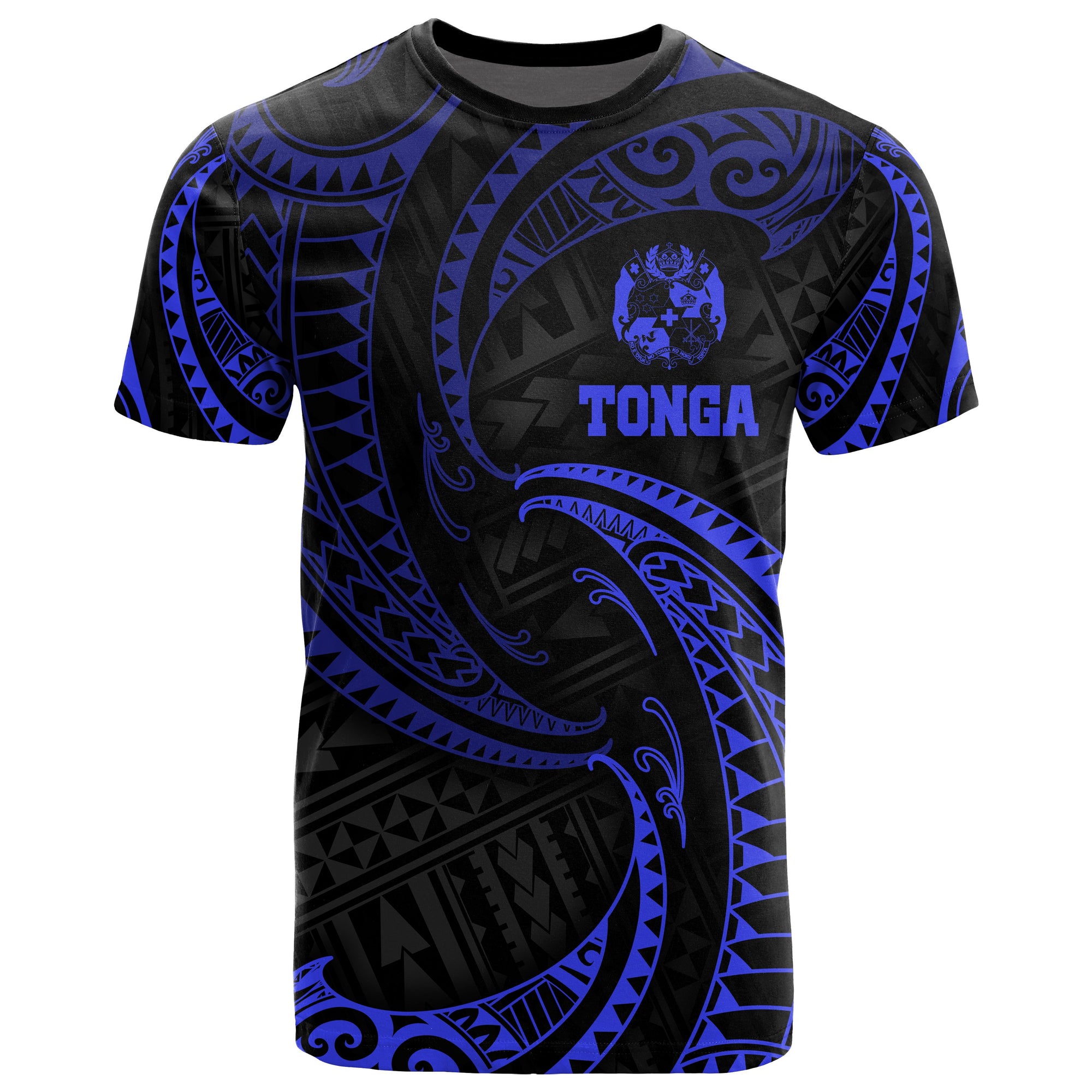 Tonga Polynesian All Over T Shirt Blue Tribal Wave Unisex Blue - Polynesian Pride