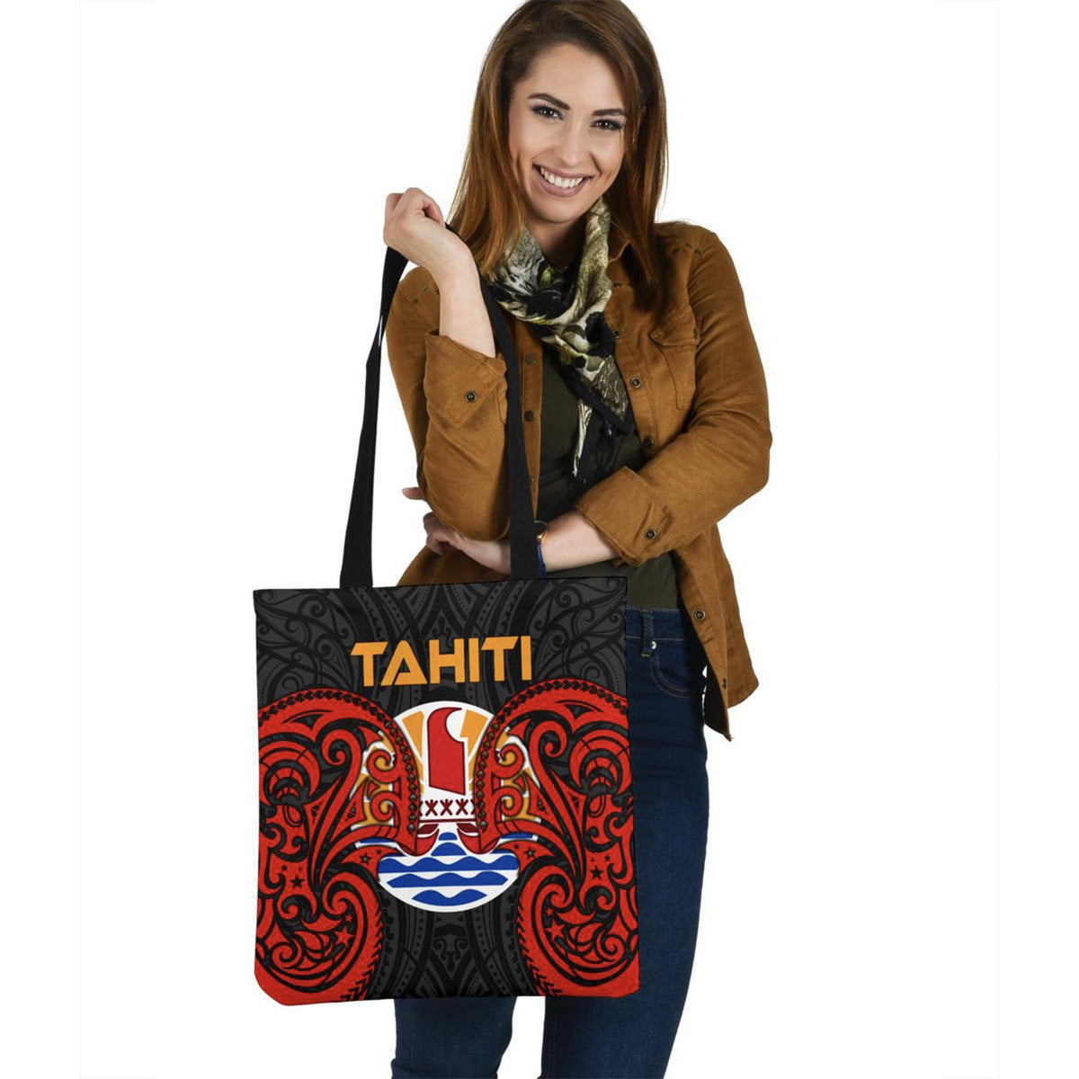 Tahiti Polynesian Tote Bag - Tahitians Spirit Tote Bag One Size Black - Polynesian Pride