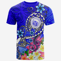 Hawaii Polynesian T Shirt Hawaii Seal With Turtle Plumeria (Blue) Unisex Blue - Polynesian Pride