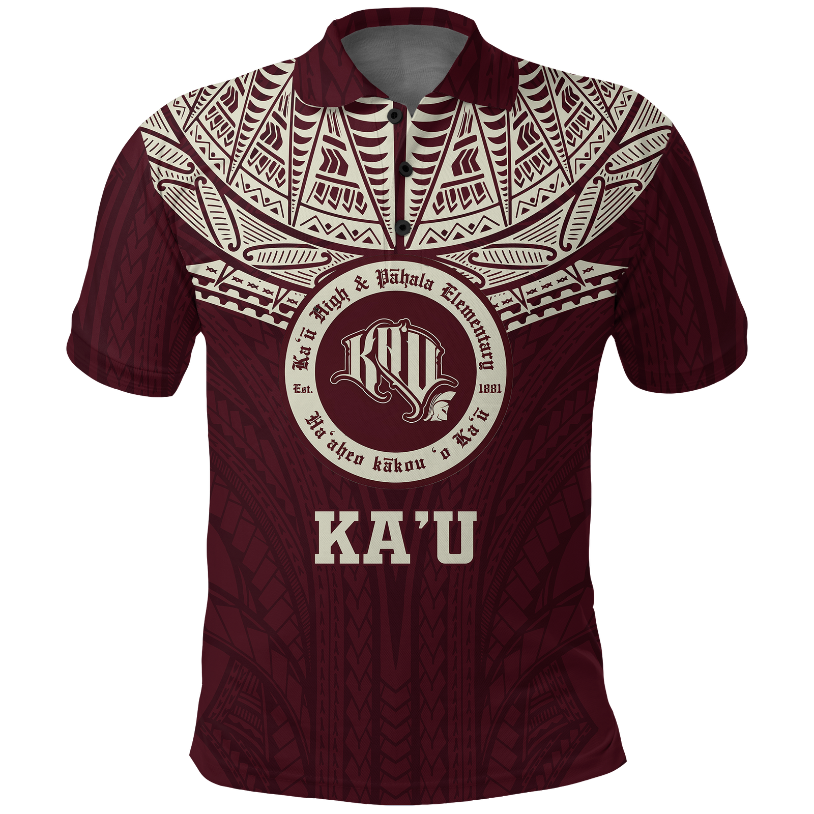 Hawaii Kau High and Pahala Elementary School Pride Polo Shirt LT12 Unisex Red - Polynesian Pride