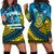 Tuvalu Hoodie Dress 44th Independence Anniversary - Tribal Pattern - LT12 Hoodie Dress Blue - Polynesian Pride